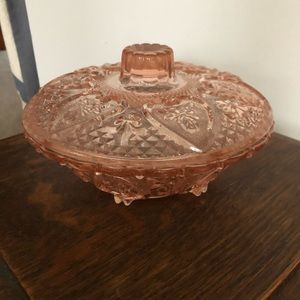 Vintage Candy Dish pink depression glass